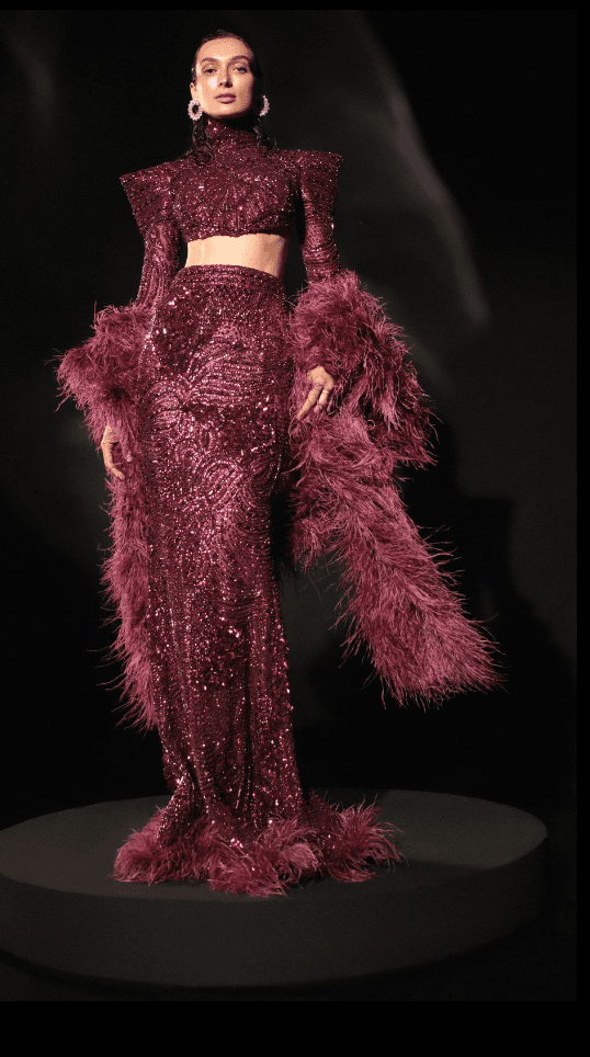 Glistering Grape Fish Cut Skirt Set