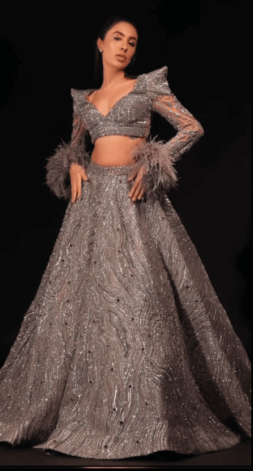 Chrome Lavender Flared Lehenga Set