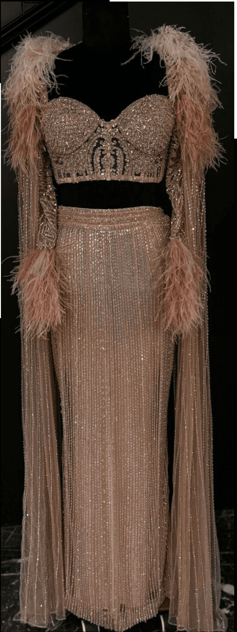 Nude Pink Straight Skirt Set