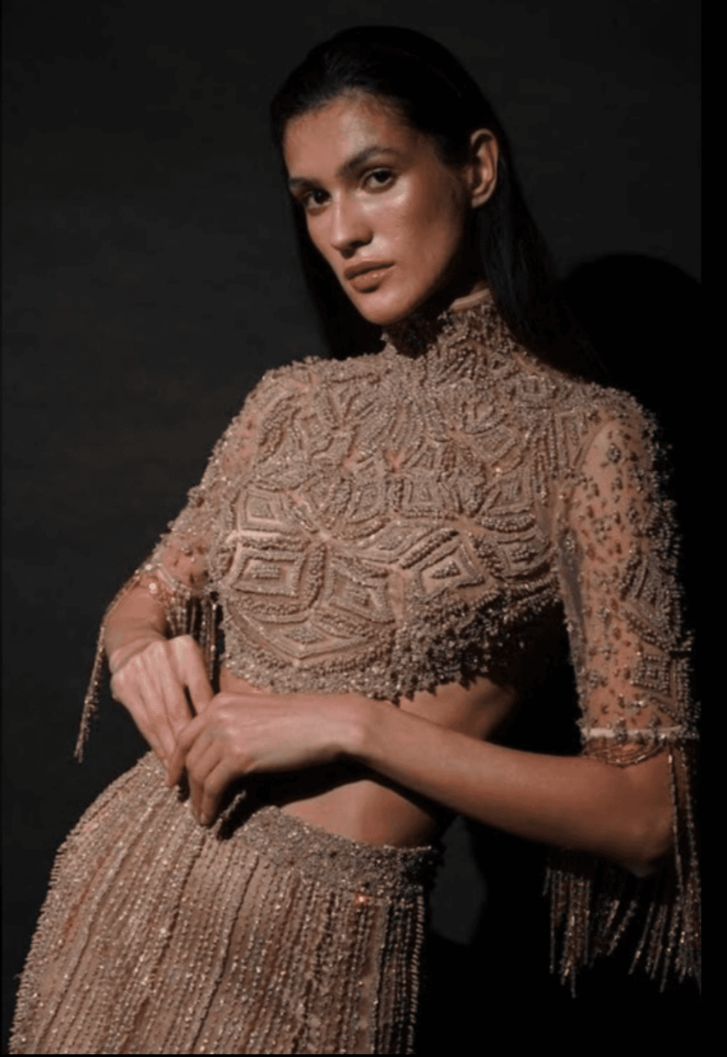 Champagne Straight Skirt Set