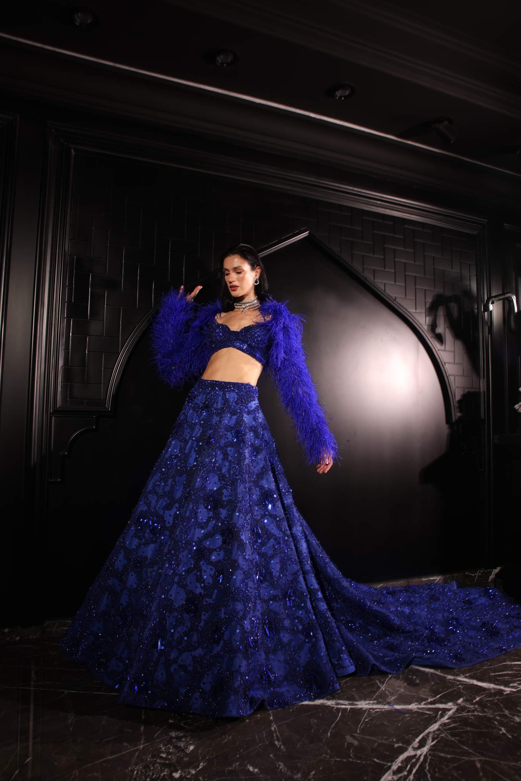 Electric Blue Flared Lehenga Set