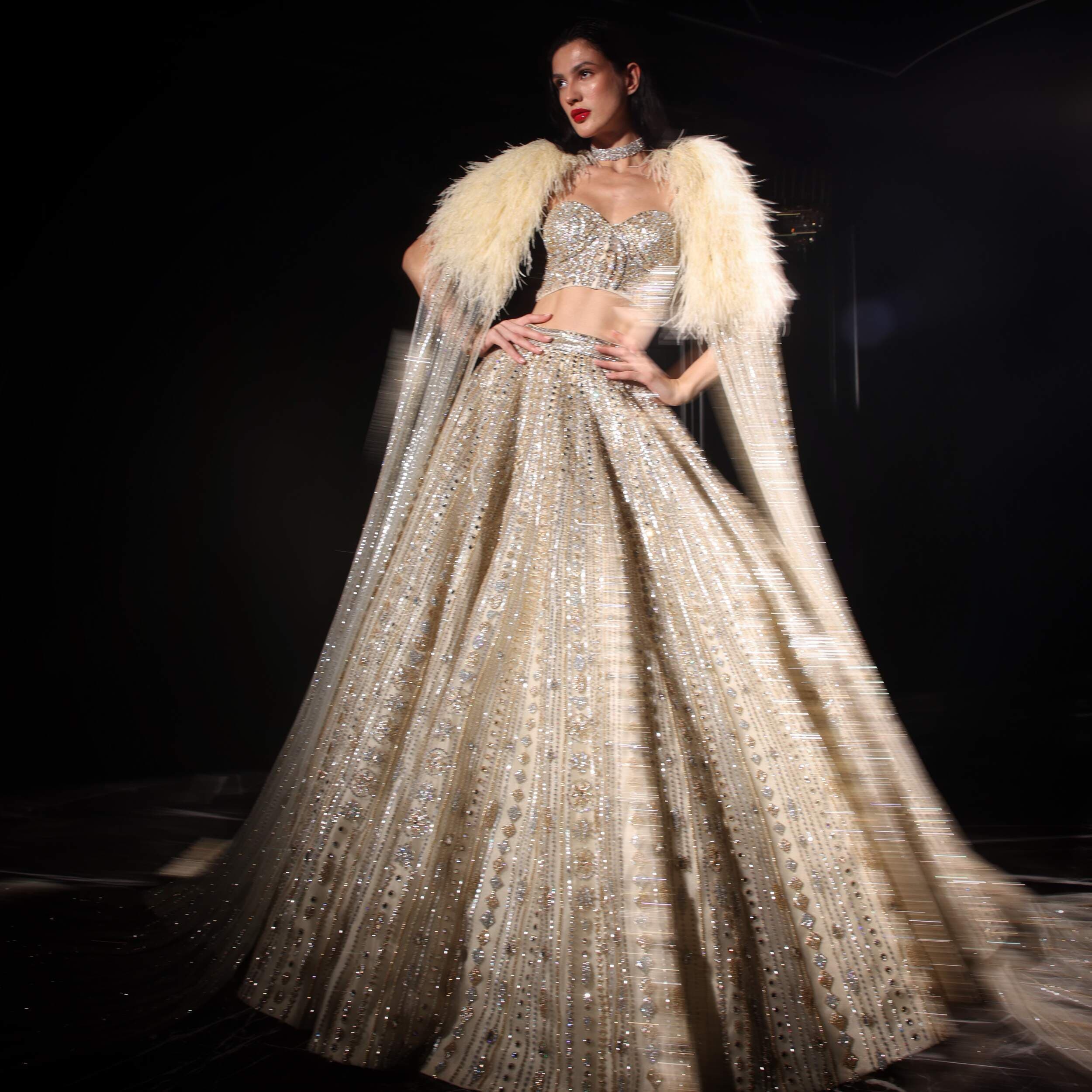 Ivory Flared Lehenga Set